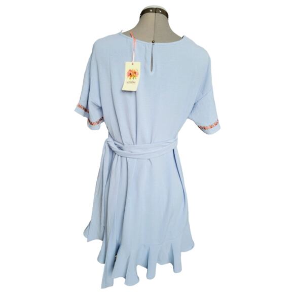 Floral Embroidered Mini Dress Size Small Blue - Picture 4 of 10